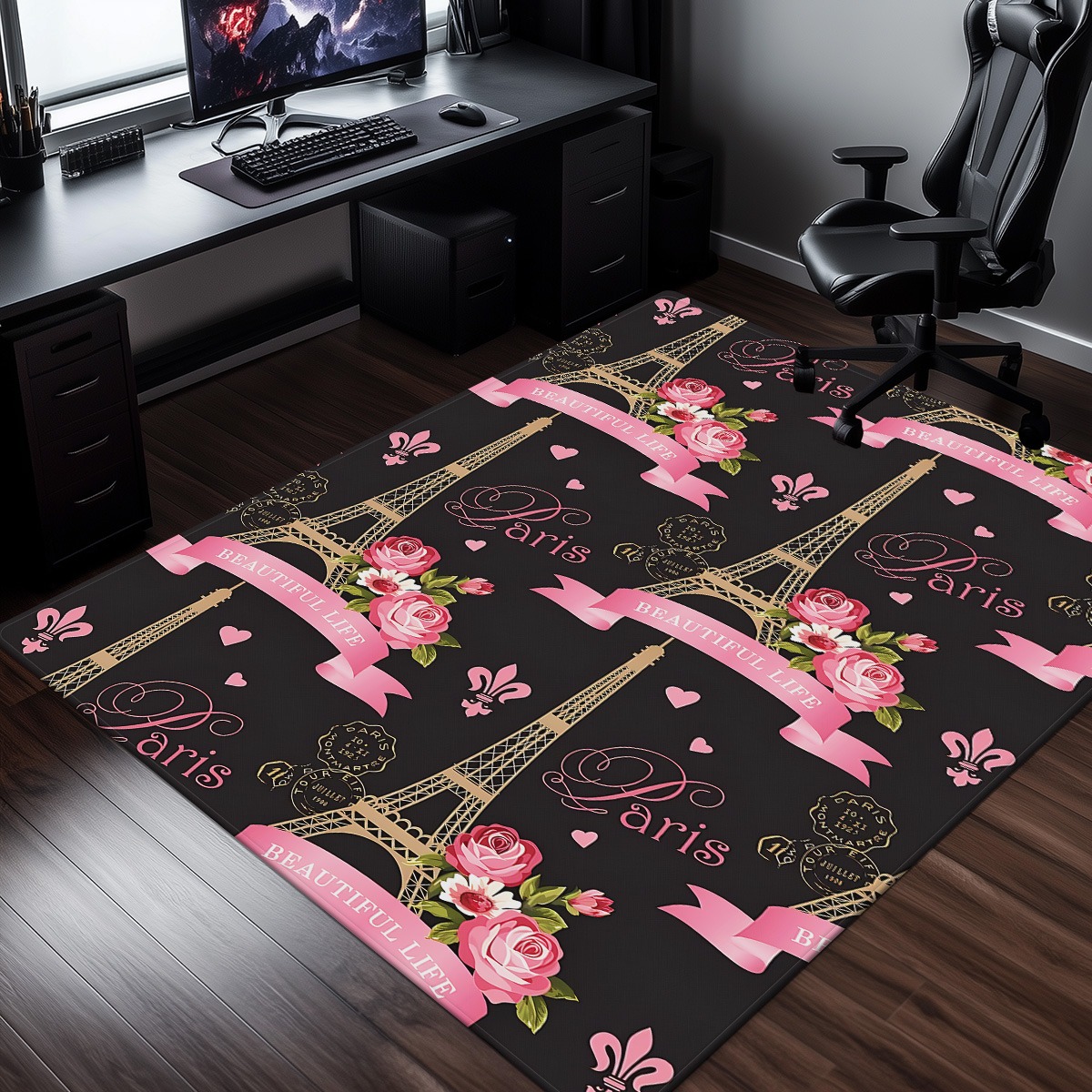 Home Textiles Paris - Parigi Torre Eiffel Rosa Tappeto in