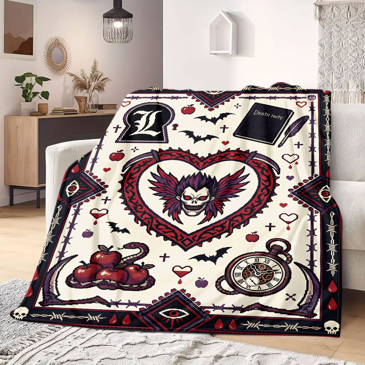 Home Textiles Notes - Coperta in flanella con stampa Death